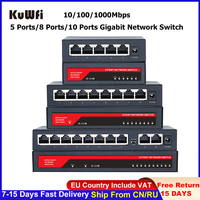 KuWFi Gigabit przełącznik sieciowy 100/1000Mbps przełącznik 5/8/10 Port RJ45 LAN Hub pulpit szybki przełącznik ethernetowy dla biura pokoju wieloosobowym dla domu 1